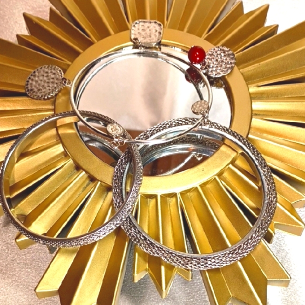 Silver Bangle Bracelet Trio